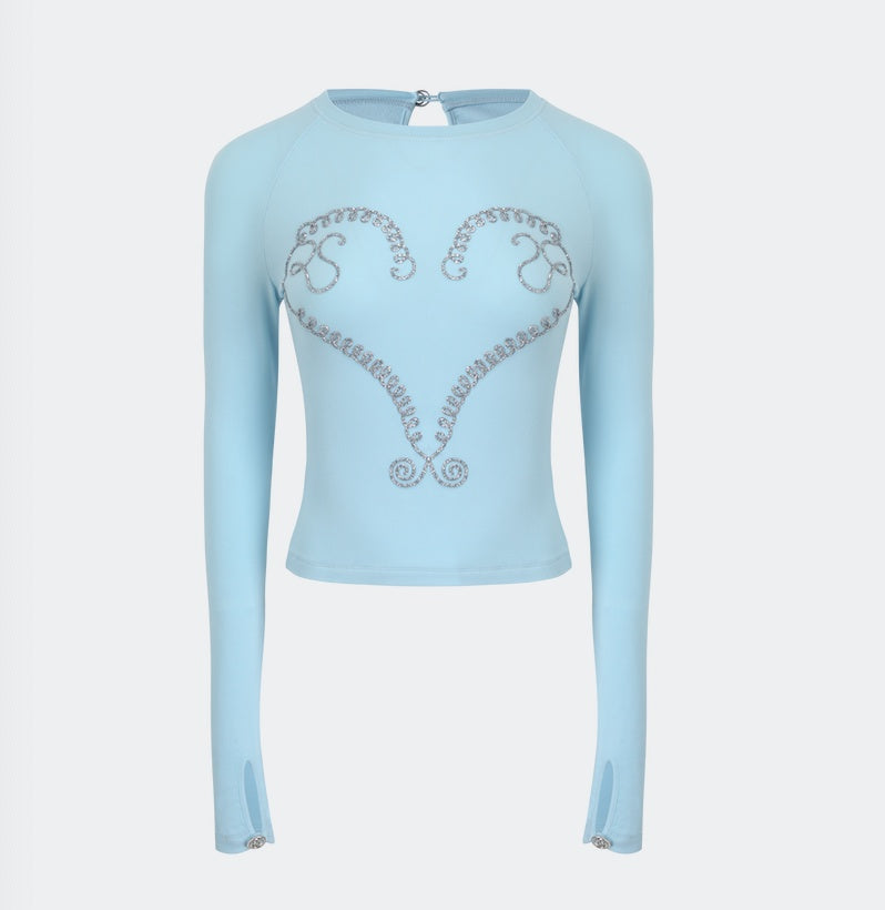 Nodress X RoomSERVICE888 Blue Heart Rhinestone T-shirt